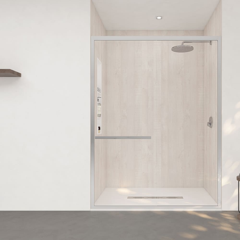 60"x36"x96" Solid Surface Modern Shower Wall Panels, Waterproof Grout-Free Shower Surround System