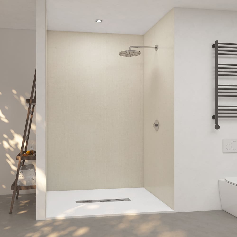 60"x36"x96" Solid Surface Modern Shower Wall Panels, Waterproof Grout-Free Shower Surround System