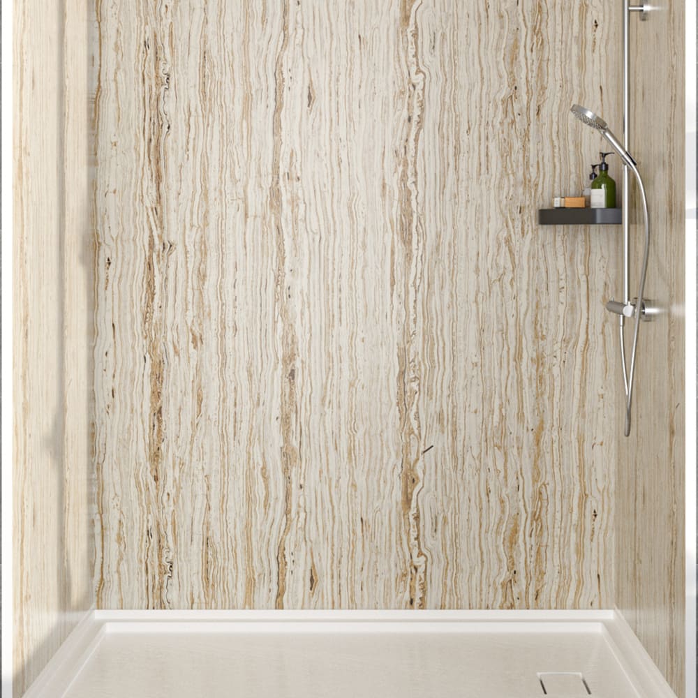 60"x36"x96" Solid Surface Modern Shower Wall Panels, Waterproof Grout-Free Shower Surround System