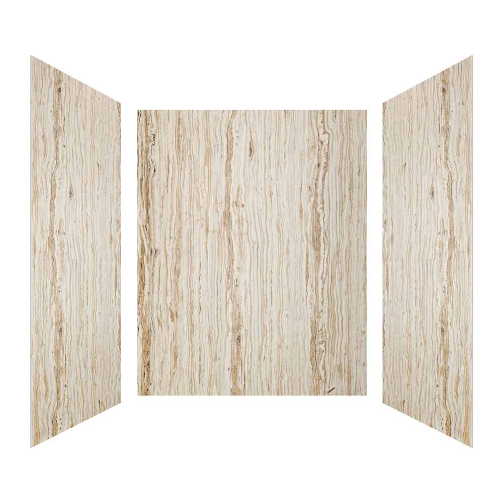 60"x36"x96" Solid Surface Modern Shower Wall Panels, Waterproof Grout-Free Shower Surround System