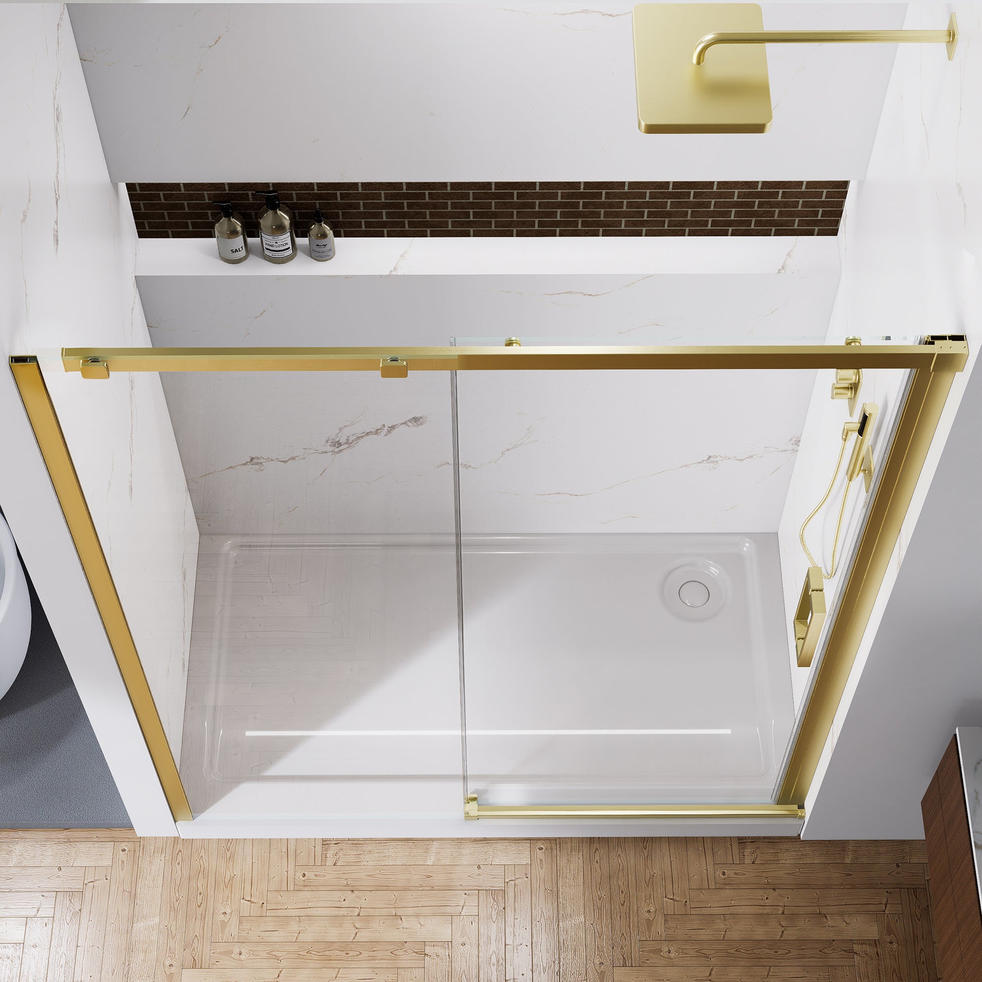 60" x 74" Shower Door and Framed Soft-Close Sliding Shower Door with 6mm Tempered Glass