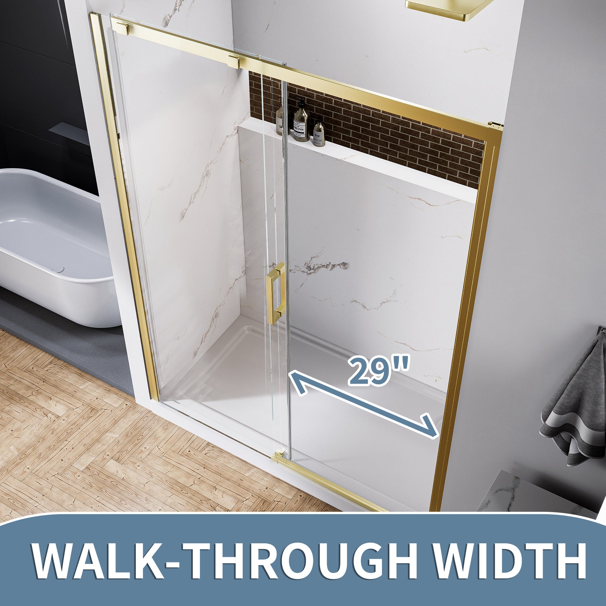 60" x 74" Shower Door and Framed Soft-Close Sliding Shower Door with 6mm Tempered Glass