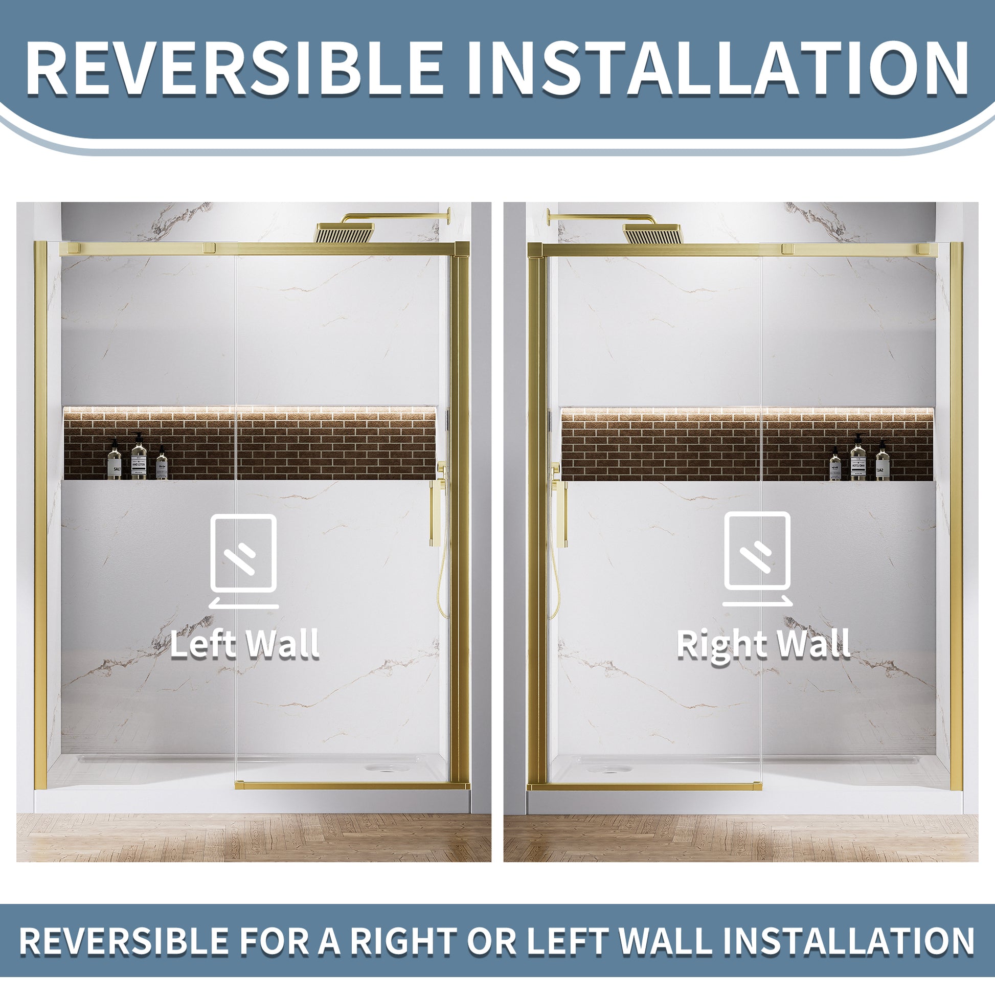 60" x 74" Shower Door and Framed Soft-Close Sliding Shower Door with 6mm Tempered Glass