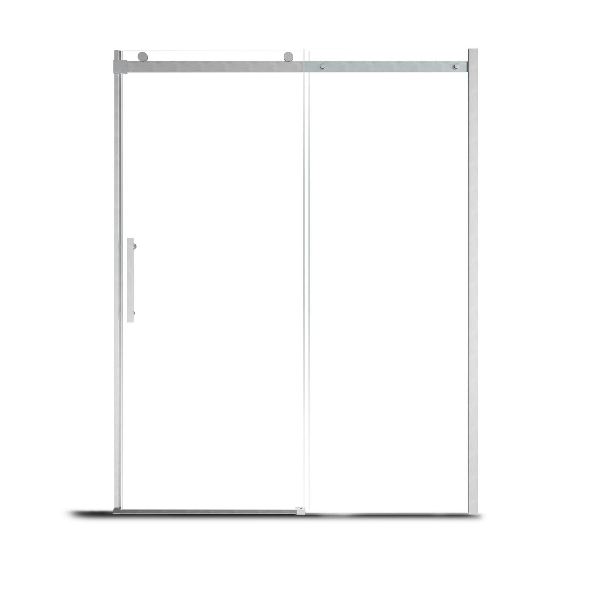 60"x76" Frameless Single Sliding Shower Door in Chrome/Brushed Nickel/