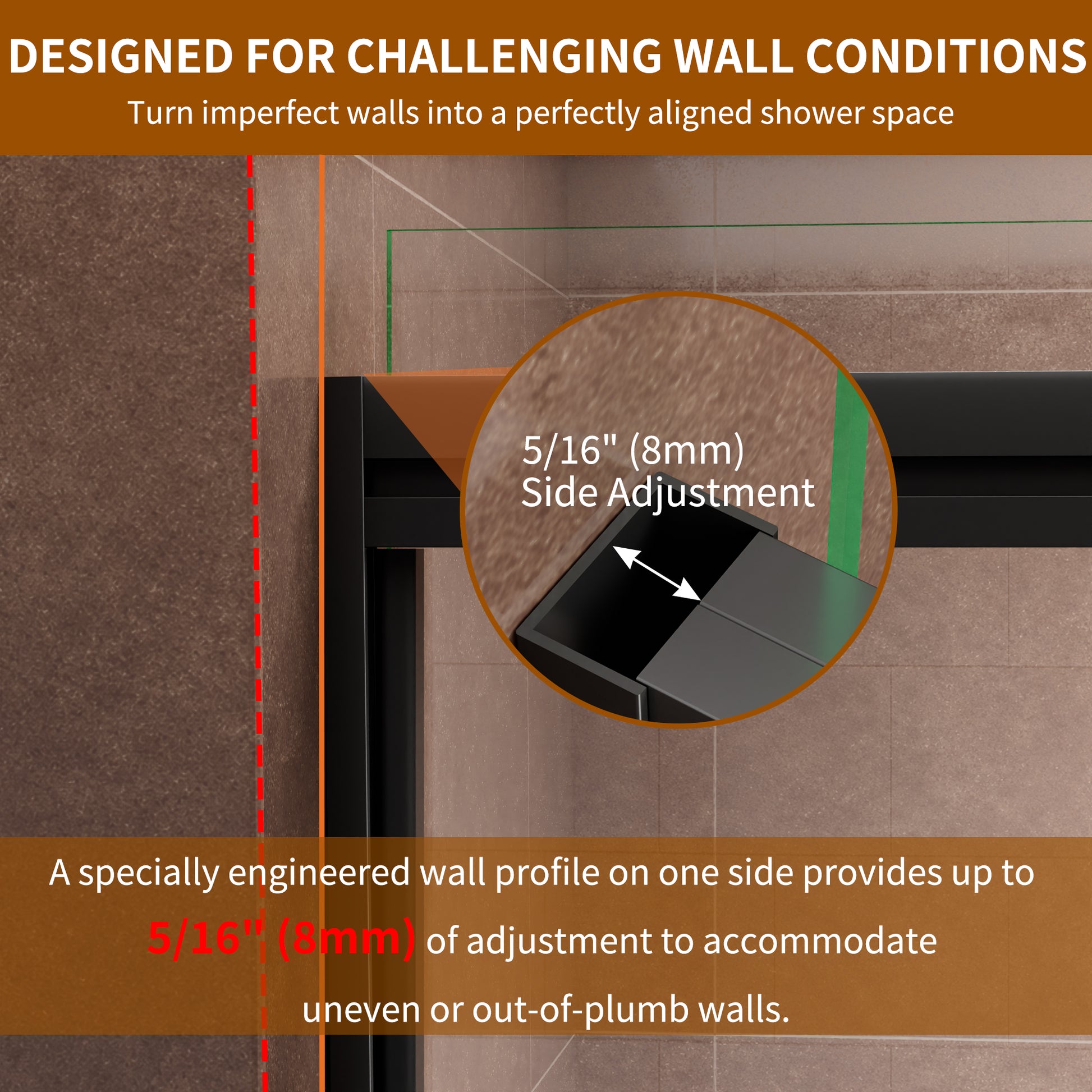 60" x 76" Shower Door and Framed Soft-Close Sliding Shower Door with 6mm Tempered Glass