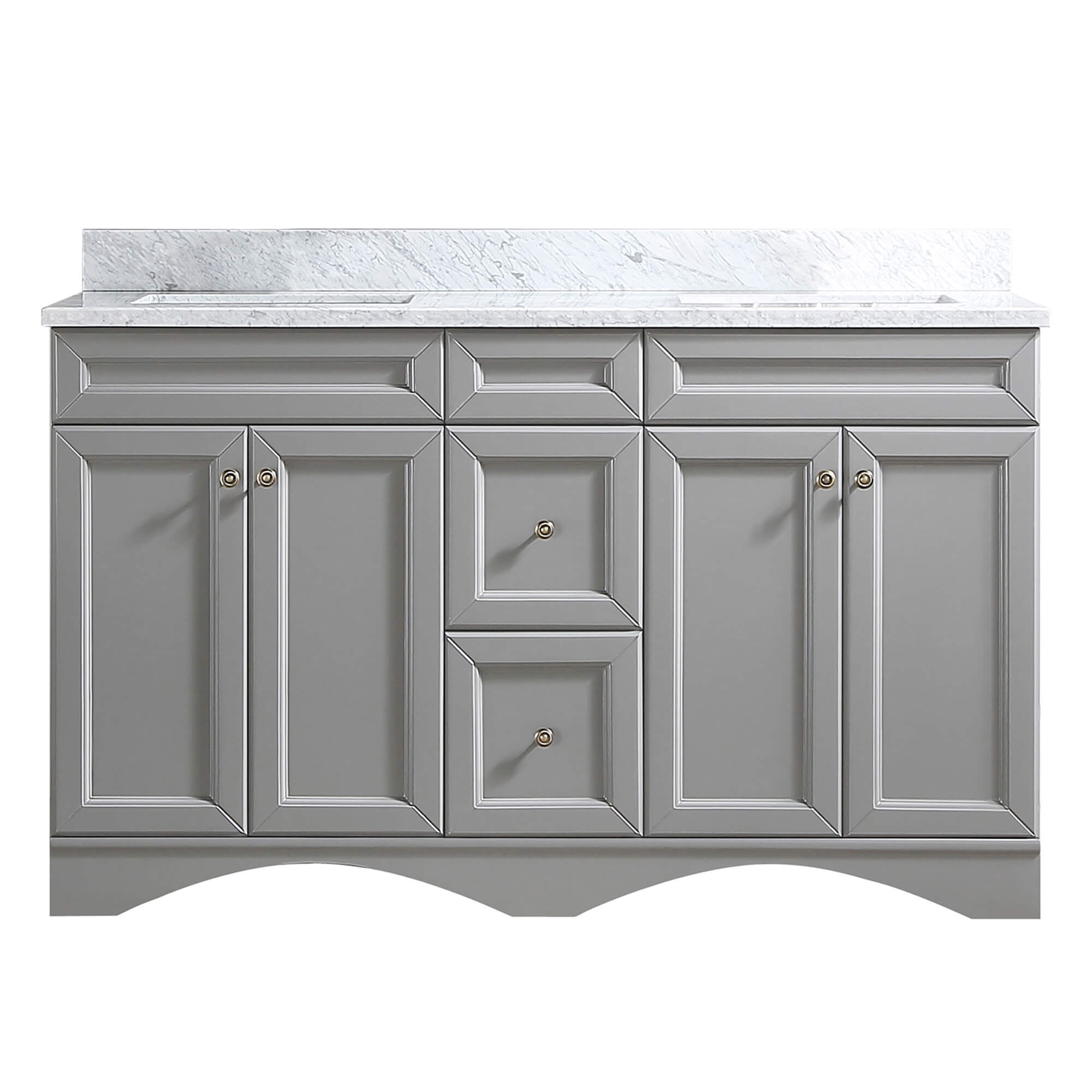 60 x 22 x 35.4 in. Solid Wood Bath Vanity with Marble Top and Backsplash in Gray/White (No/With Mirror)