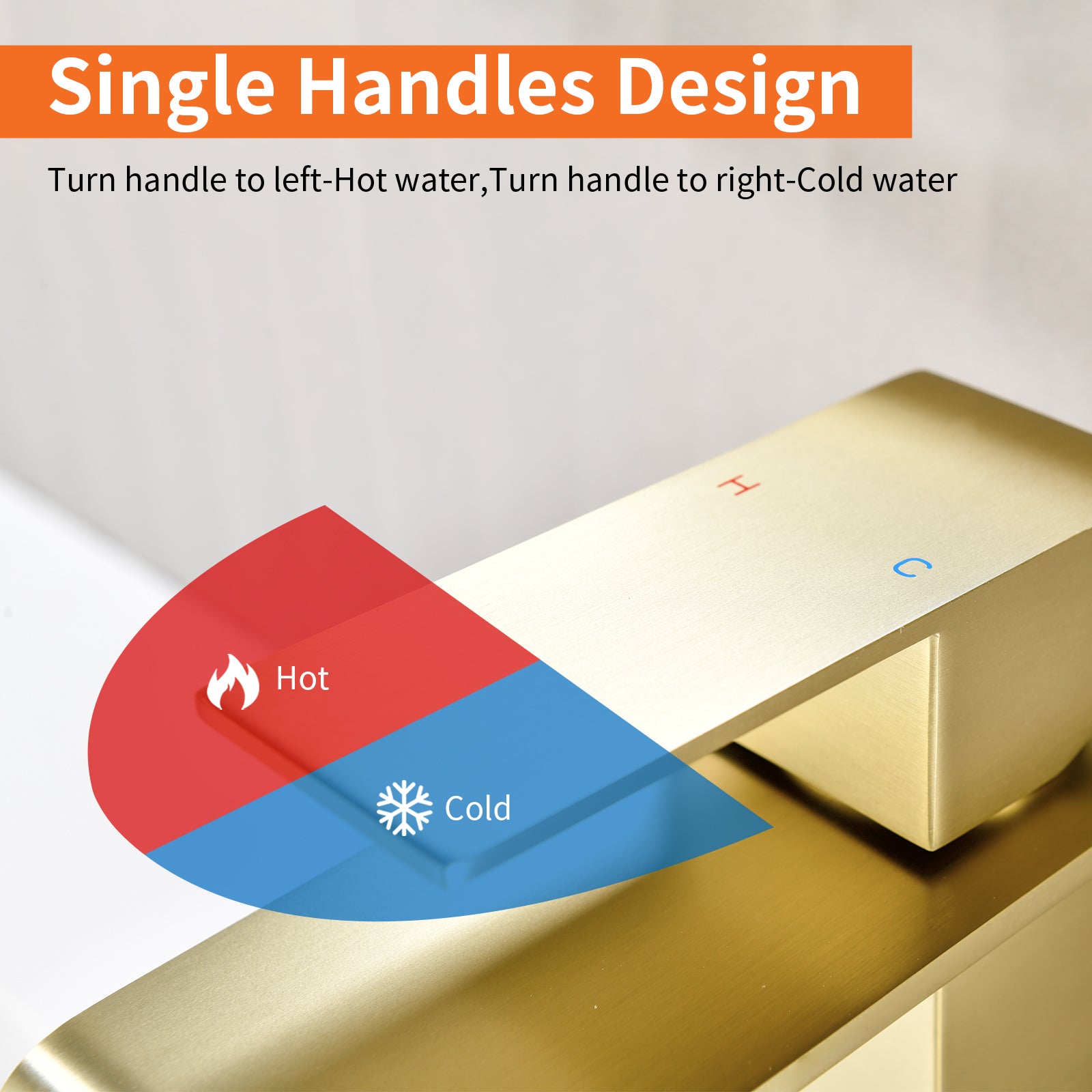 6"/12.5"H SUS304 Bathroom Sink Faucet with Flat Waterfall Spout, Brushed Gold Finish and Drain Included