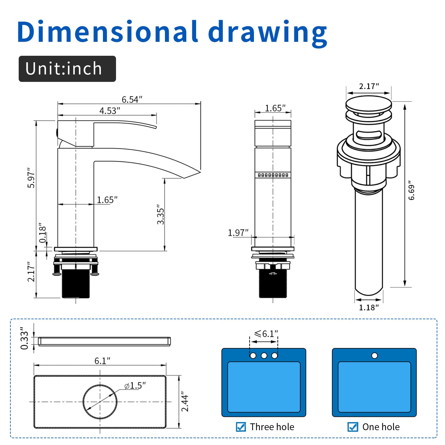 6"/12.5"H SUS304 Bathroom Sink Faucet with Rectangular Curved Waterfall Spout, Brushed Gold Finish and Drain Included