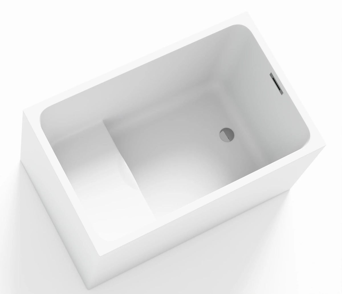 47" Gloss White Acrylic Freestanding Bathtub with Optional Built-In Seat, Chrome Overflow and Pop-Up Drain