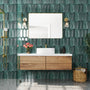 Tempered Glass Wall-Mounted Mirror with Gold Metal Frame