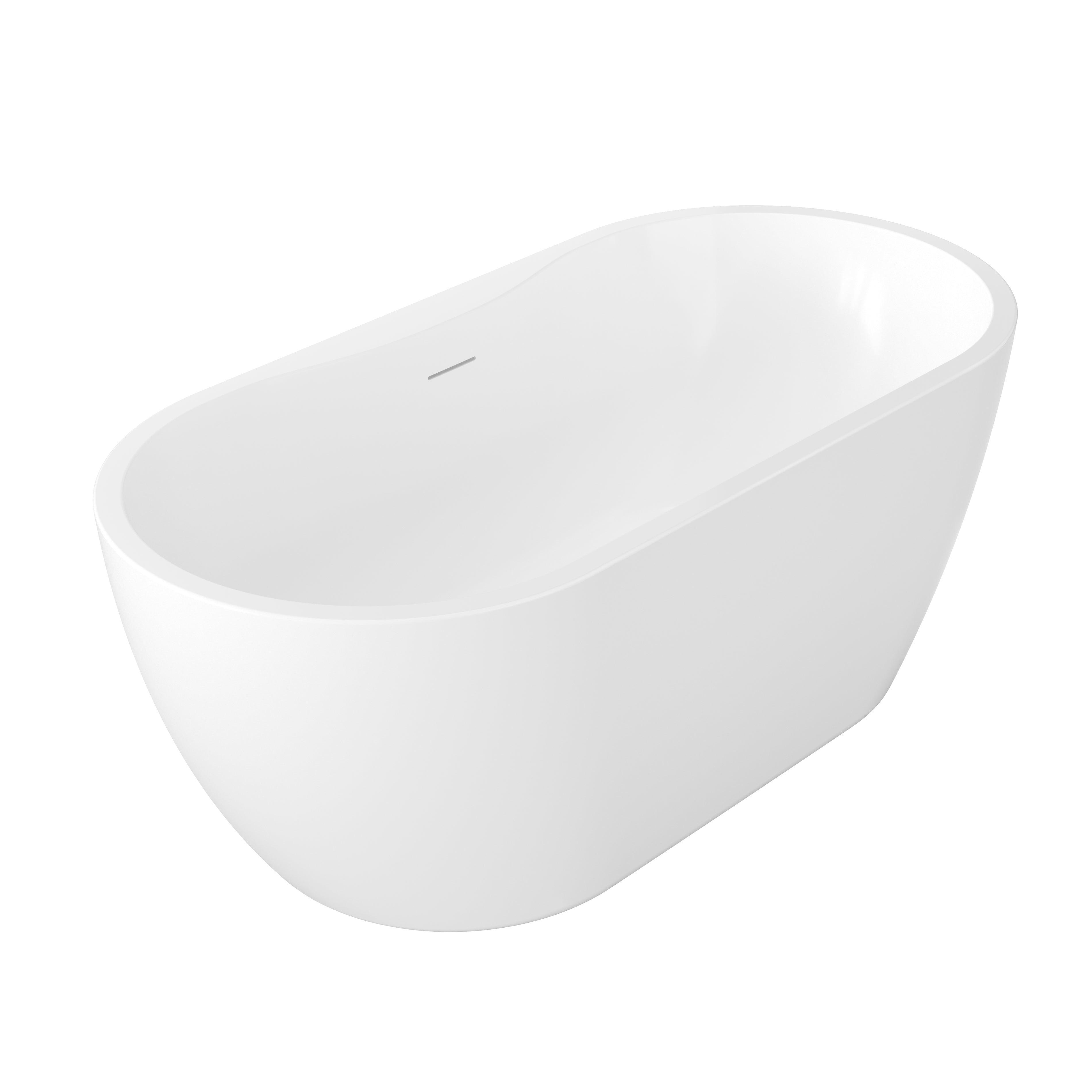 61"/70" Modern Oval Freestanding Acrylic Bathtub with Faucet Deck in Glossy White