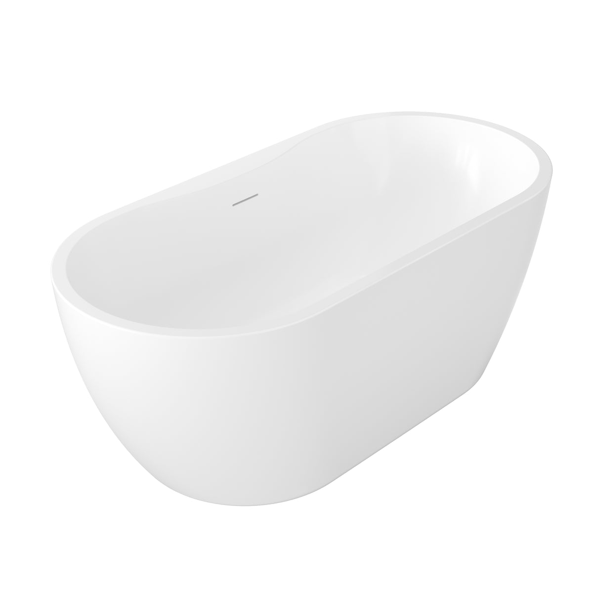 61"/70" Modern Oval Freestanding Acrylic Bathtub with Faucet Deck in Glossy White
