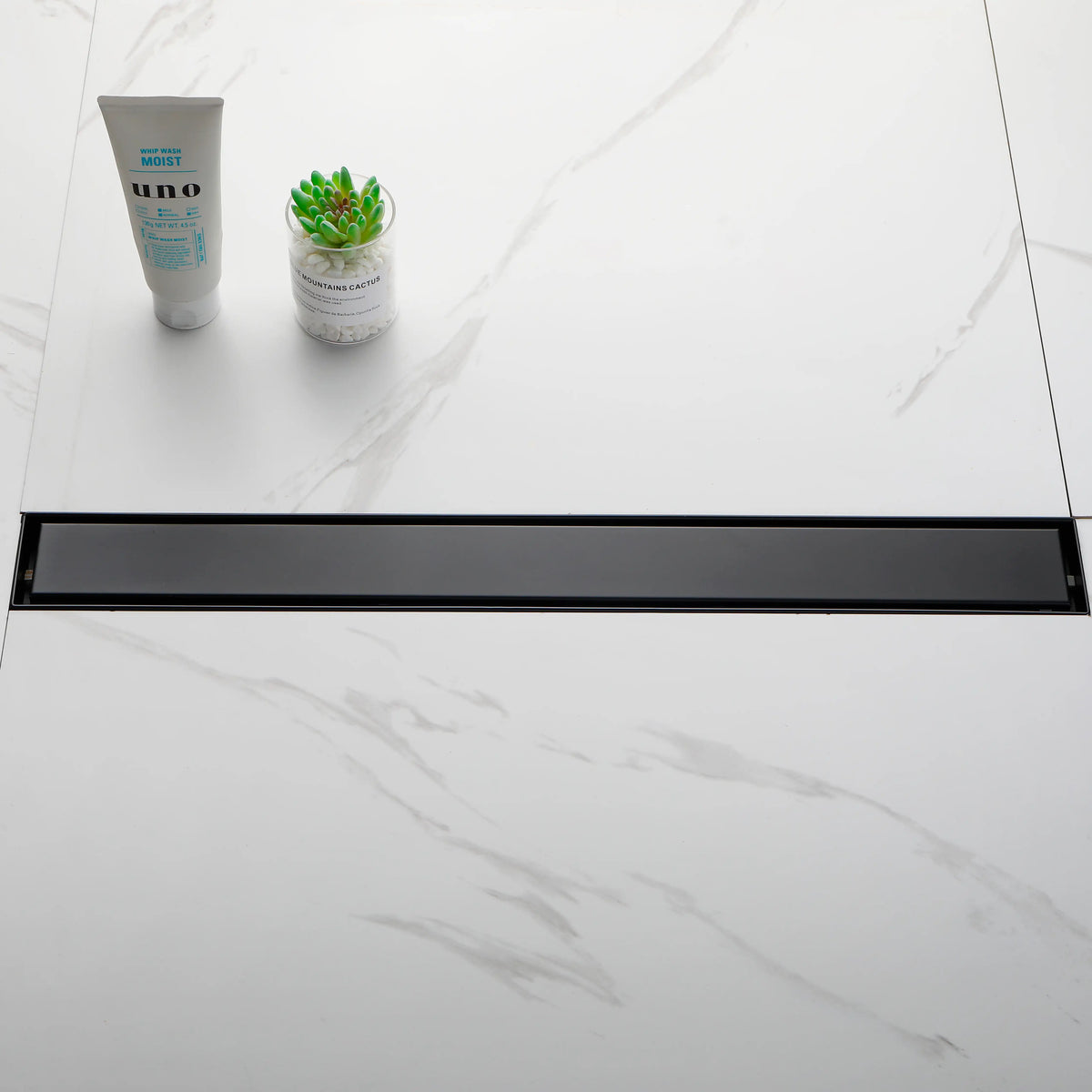 24-Inch Linear Shower Drain in 304 Stainless Steel with Removable Cover Hair Strainer and Flange