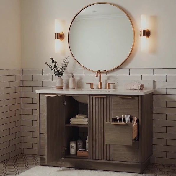 48" Wood Bathroom Vanity with Fluted Cabinet and Soft-Close Doors