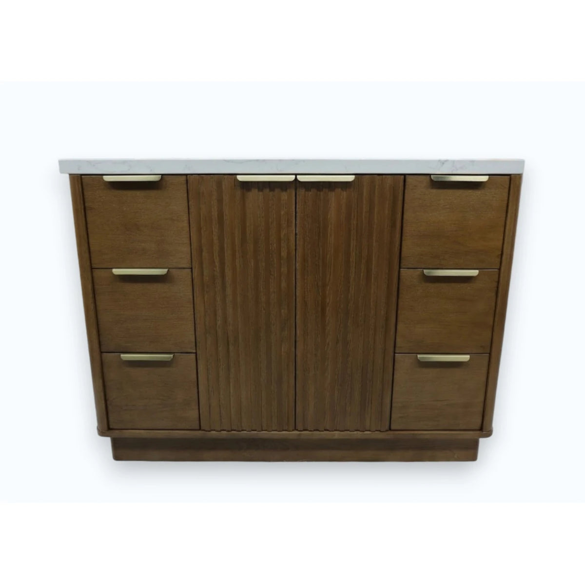 48" Wood Bathroom Vanity with Fluted Cabinet and Soft-Close Doors