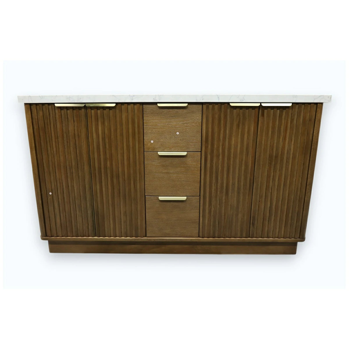 60"/ 72" Wood Bathroom Vanity with Fluted Cabinet and Double Sink Soft-Close Doors