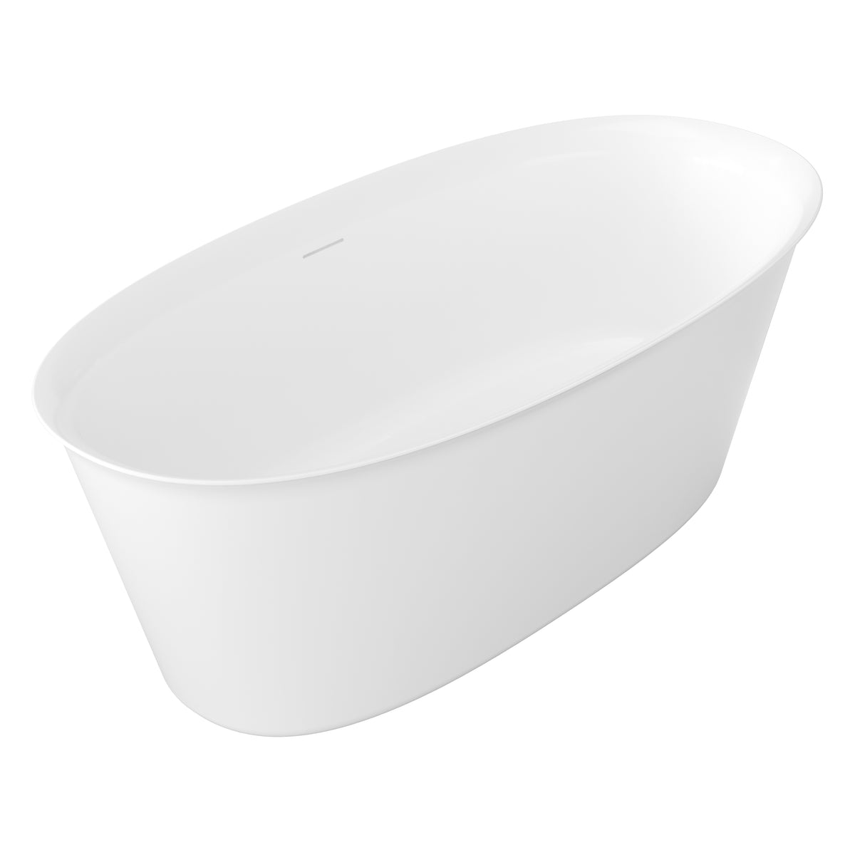 63" Classic Oval Freestanding Acrylic Soaking Bathtub with Rolled Rim in Glossy White