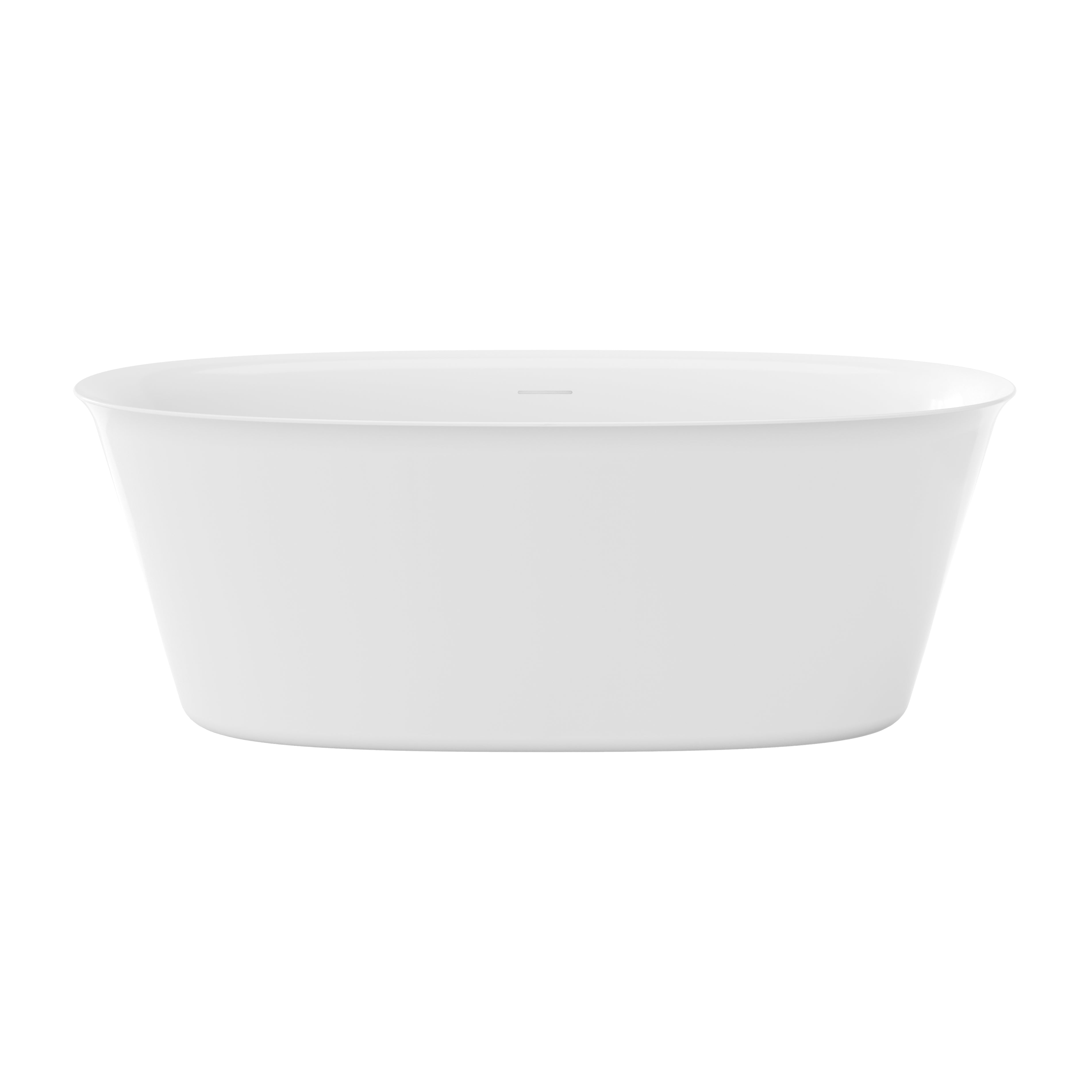 63" Classic Oval Freestanding Acrylic Soaking Bathtub with Rolled Rim in Glossy White