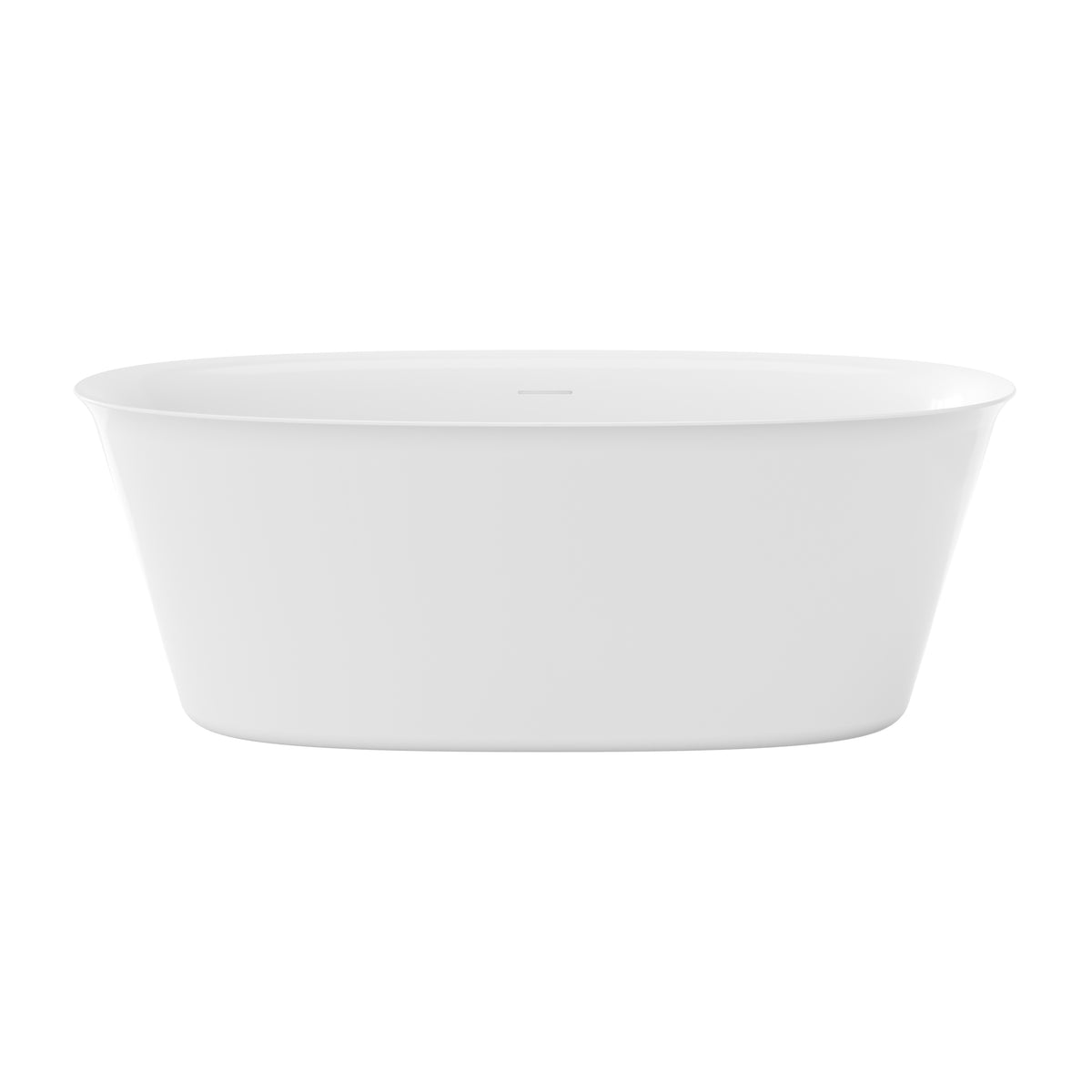 63" Classic Oval Freestanding Acrylic Soaking Bathtub with Rolled Rim in Glossy White