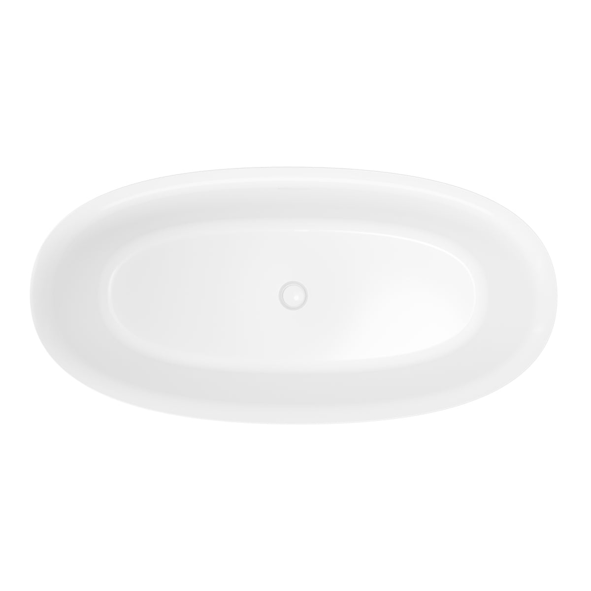 63" Classic Oval Freestanding Acrylic Soaking Bathtub with Rolled Rim in Glossy White