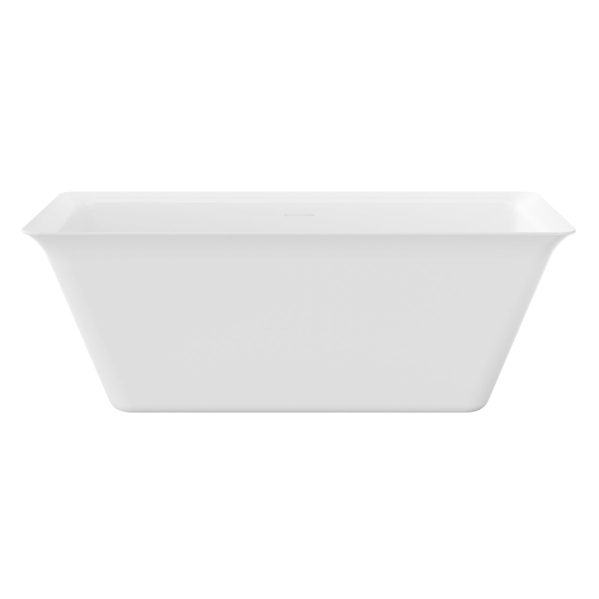 63" Modern Rectangular Freestanding Acrylic Soaking Bathtub with Flared Rim in Glossy White