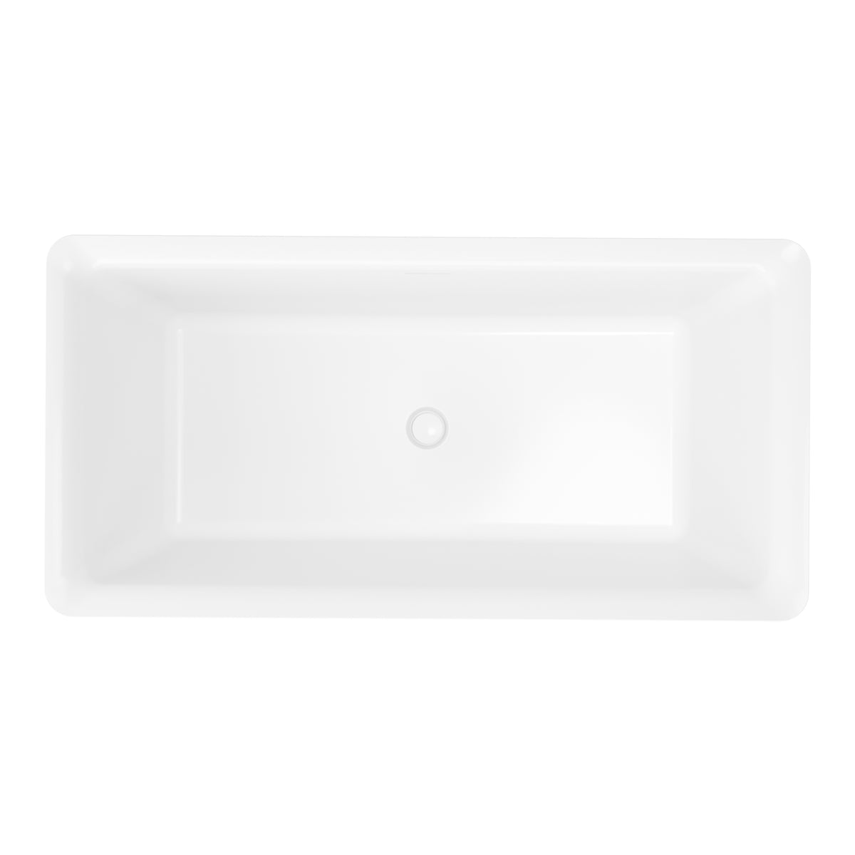 63" Modern Rectangular Freestanding Acrylic Soaking Bathtub with Flared Rim in Glossy White