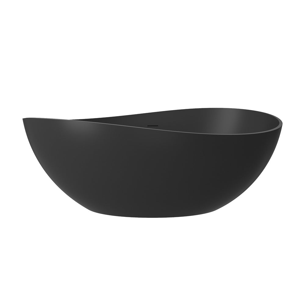 63" Solid Surface Freestanding Bathtub in Two Colors Options(MatteBlack&Grey), Stone Resin, Well-Design for Resin Bathtubs, Unique Stand-Alone Tubs – Resistant to Discoloration