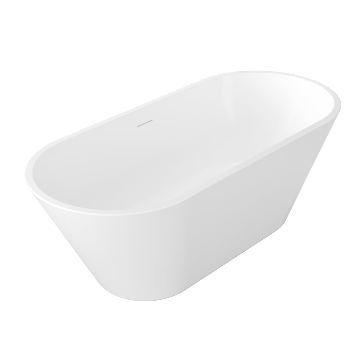 66" Modern Oval Freestanding Acrylic Soaking Bathtub in Glossy White