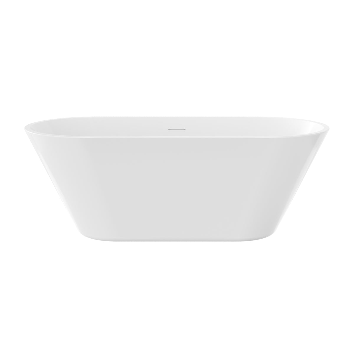 66" Modern Oval Freestanding Acrylic Soaking Bathtub in Glossy White
