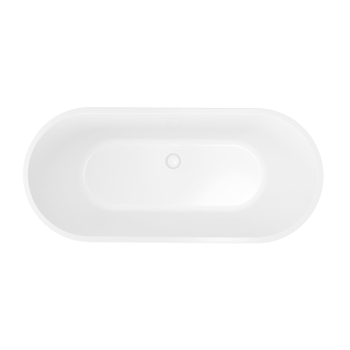66" Modern Oval Freestanding Acrylic Soaking Bathtub in Glossy White