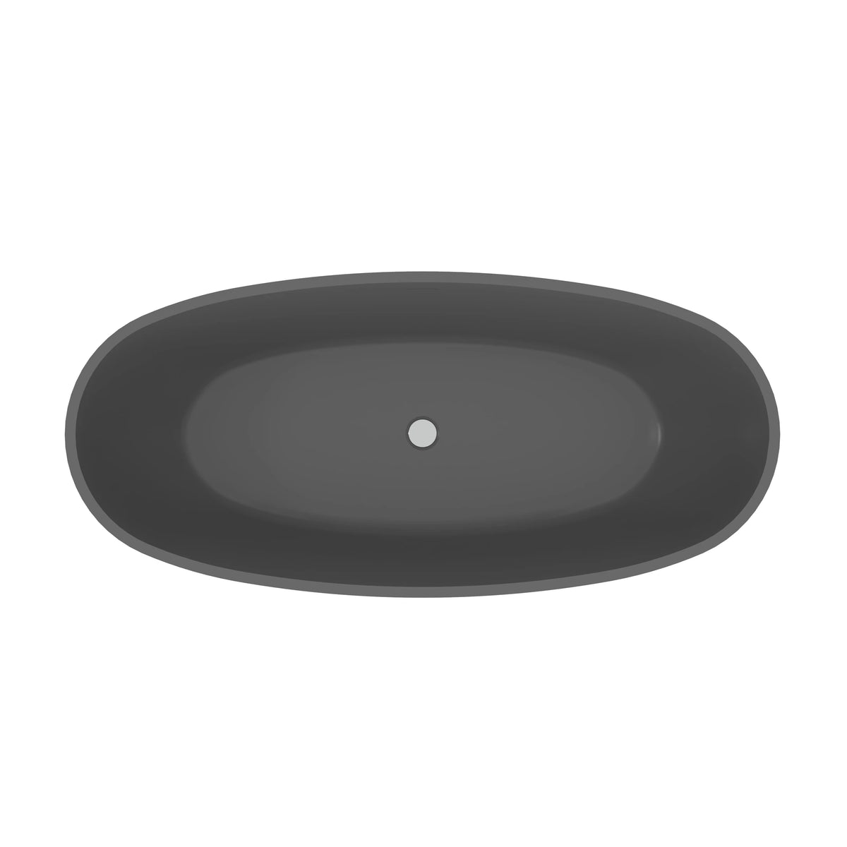 65.2" Matte Gray Solid Surface Freestanding Soaking Bathtub