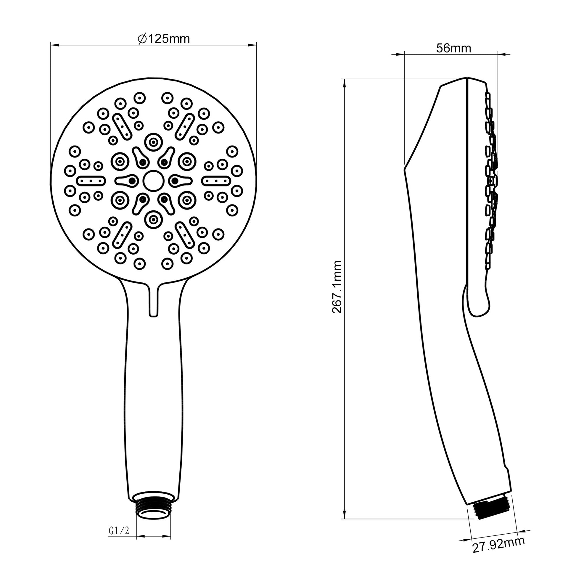 5-Spray Patterns 5 in. High Pressure Wall Mount Handheld Shower Head-CASAINC