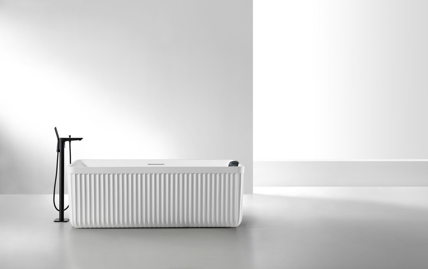 67" Freestanding Soaking Bathtub, Lightweight Fiberglass Composite with Matte Gel Coat Finish & Center Drain