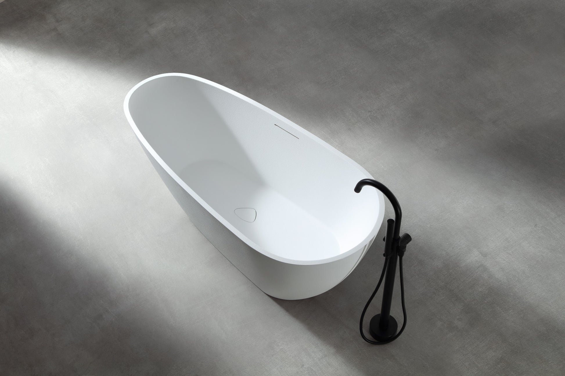 67" Freestanding Soaking Bathtub, Lightweight Fiberglass Composite with Matte Gel Coat Finish & Center Drain