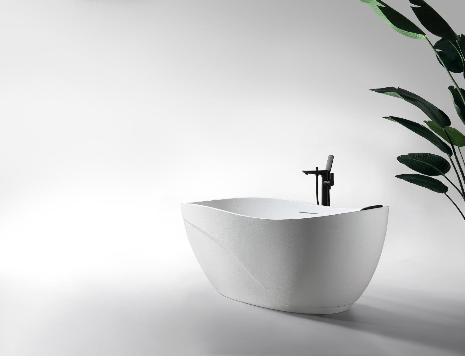 67" Freestanding Soaking Bathtub, Natural Stone-Inspired Fiberglass Composite with Matte Gel Coat Finish, cUPC Certified