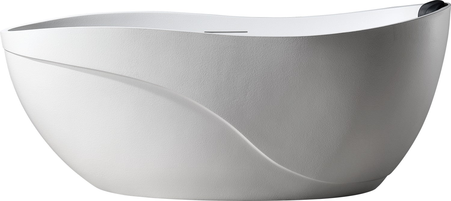 67" Freestanding Soaking Bathtub, Natural Stone-Inspired Fiberglass Composite with Matte Gel Coat Finish, cUPC Certified