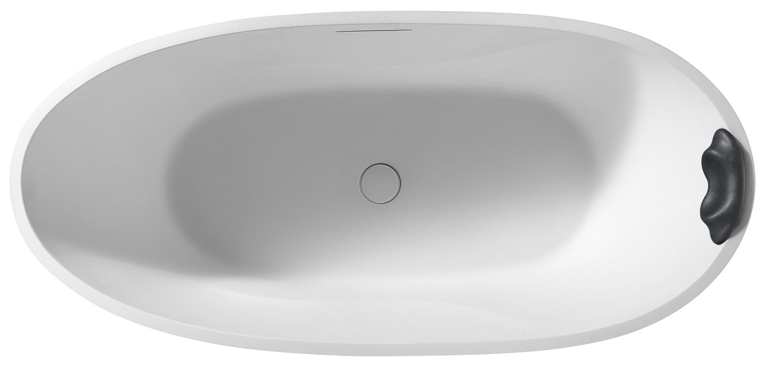 67" Freestanding Soaking Bathtub, Natural Stone-Inspired Fiberglass Composite with Matte Gel Coat Finish, cUPC Certified