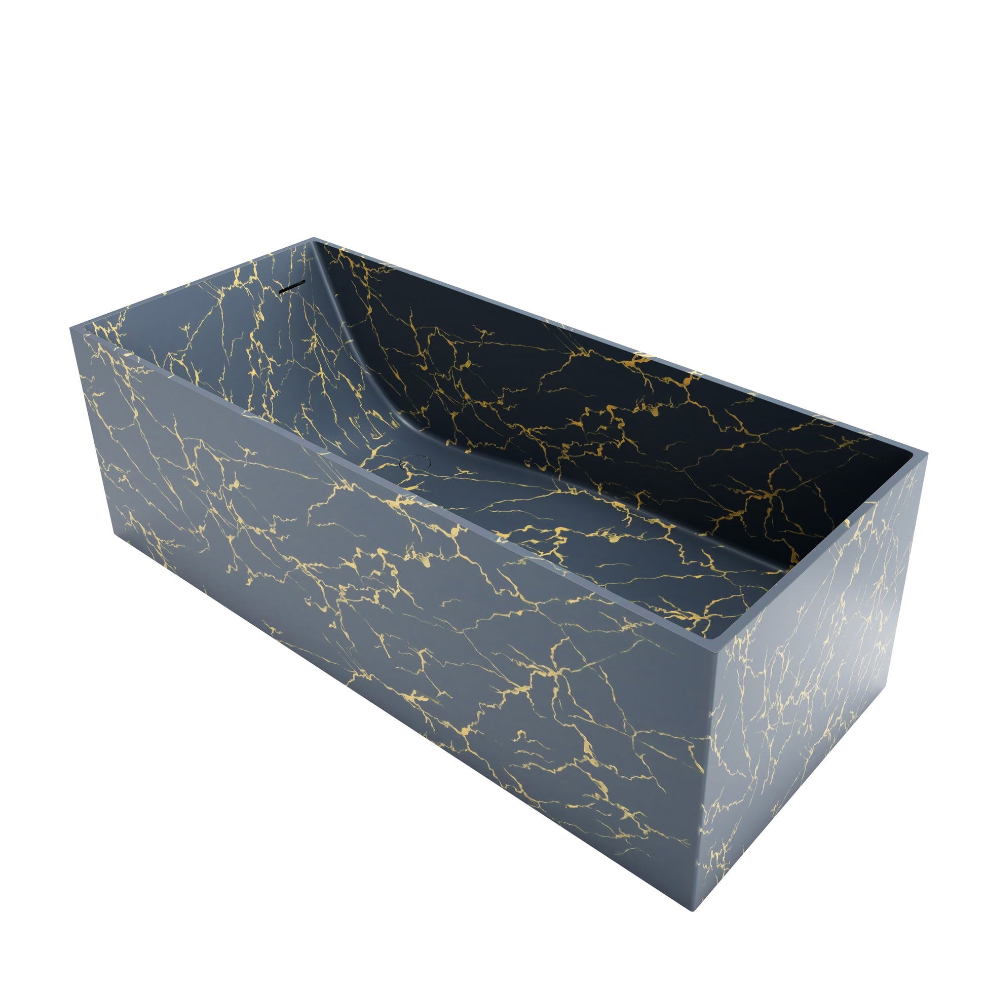 67" Rectangular Solid Surface Freestanding Bathtub with Square Silhouette - Veinflow