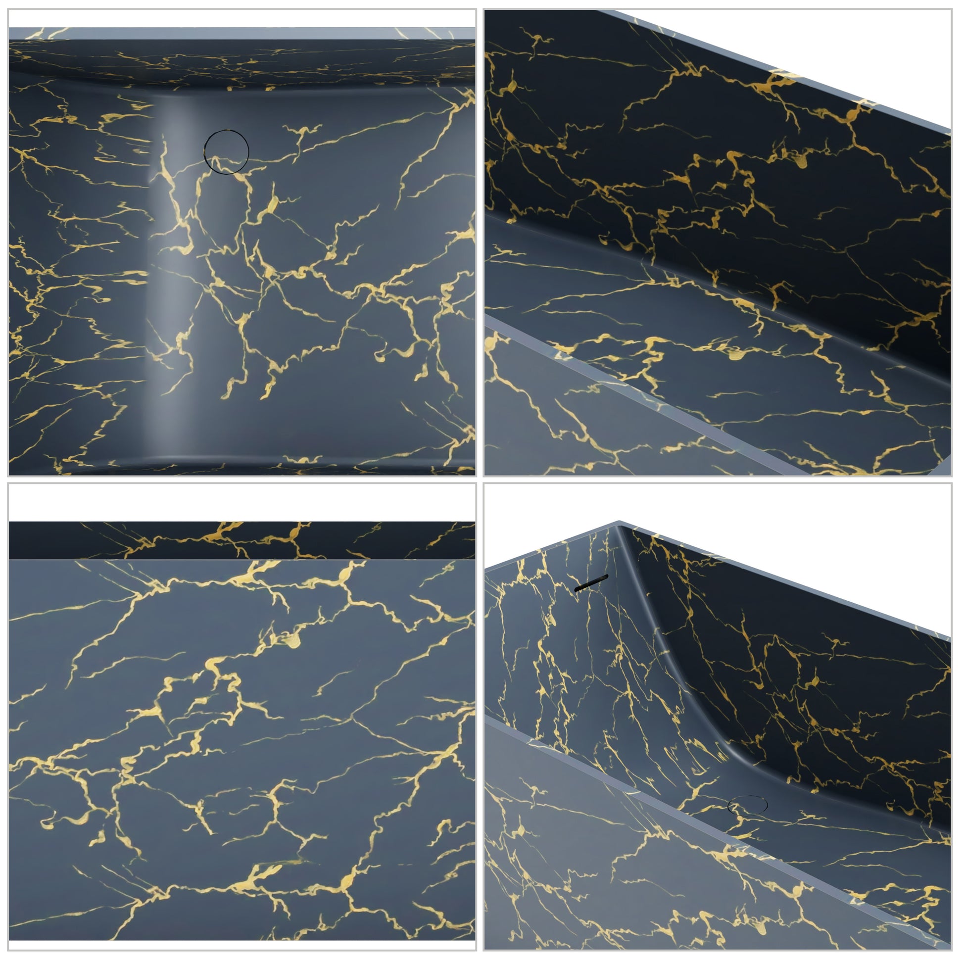 67" Rectangular Solid Surface Freestanding Bathtub with Square Silhouette - Veinflow