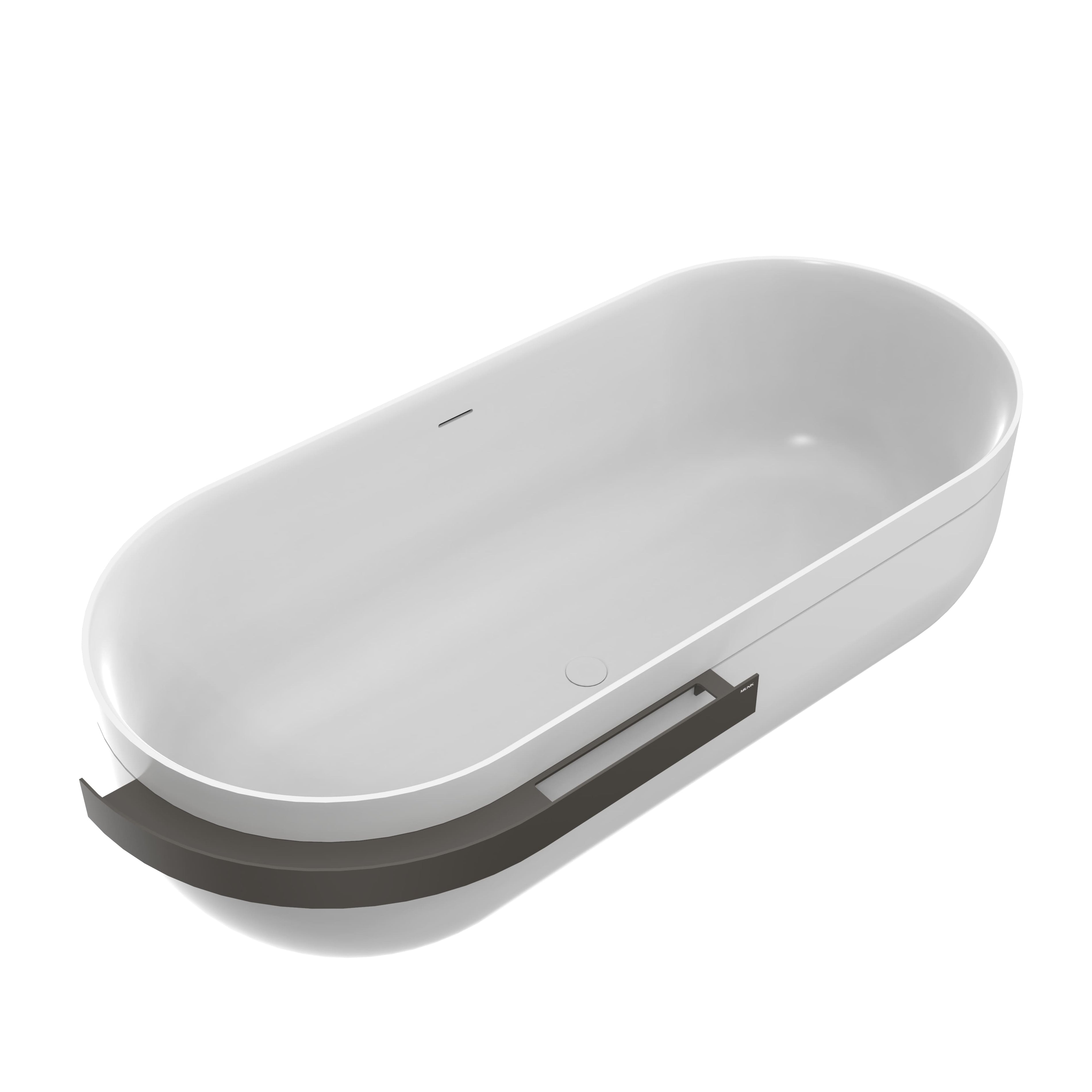 67" Solid Surface Freestanding Bathtub with Storage Shelf