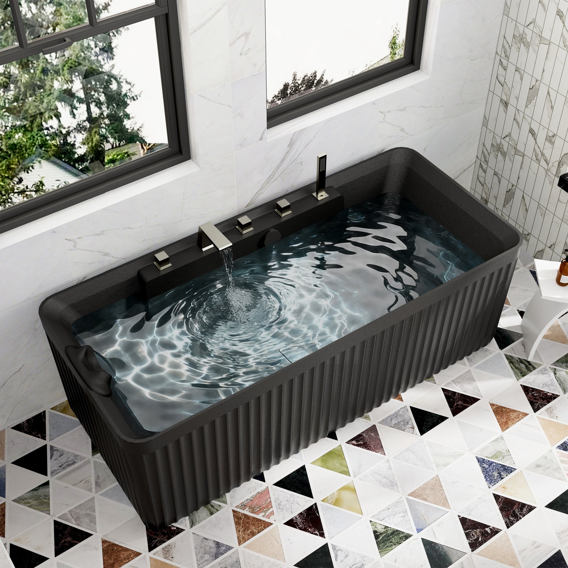 67" Gel Coat Freestanding Soaking Bathtub with Drain & Overflow