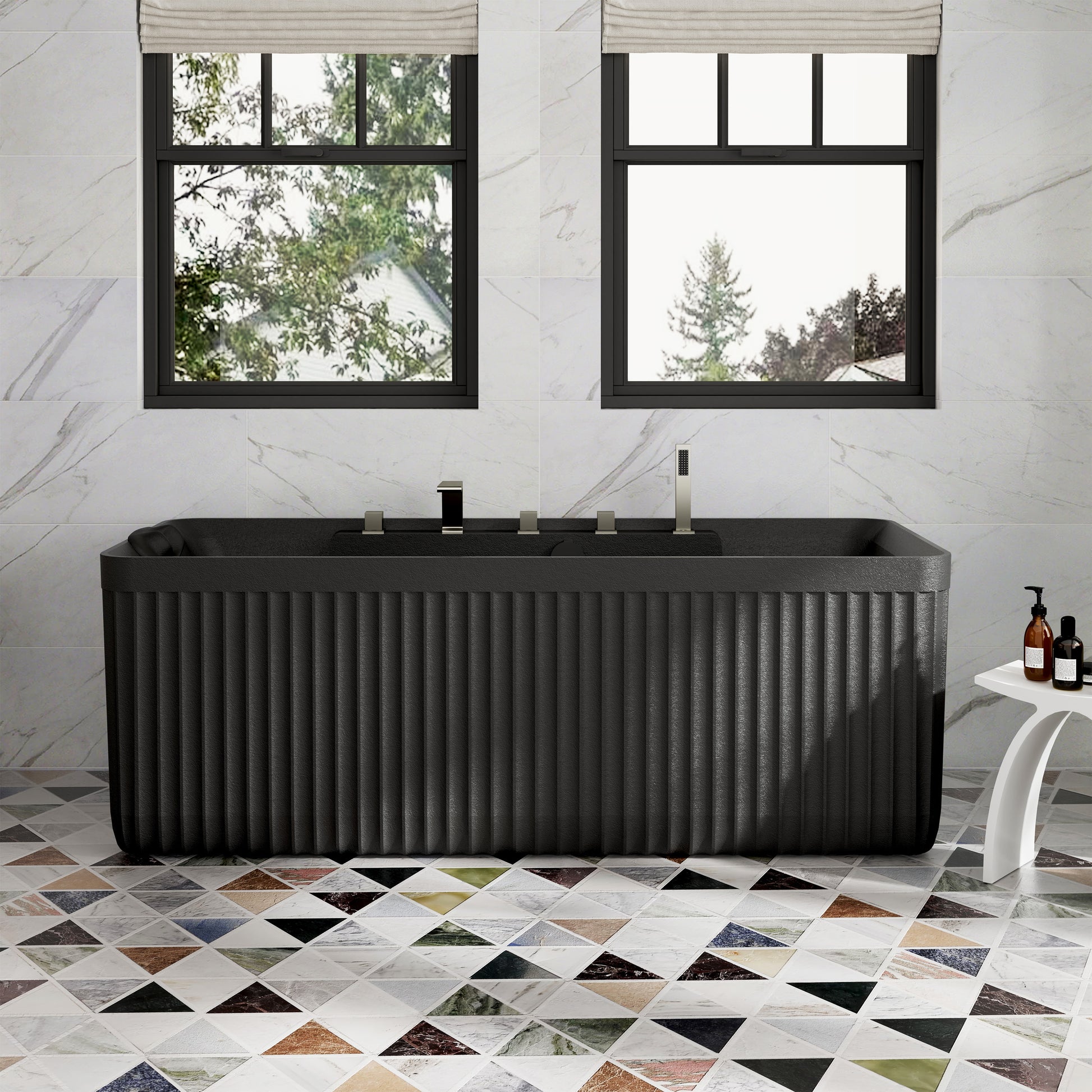 67" Gel Coat Freestanding Soaking Bathtub with Drain & Overflow