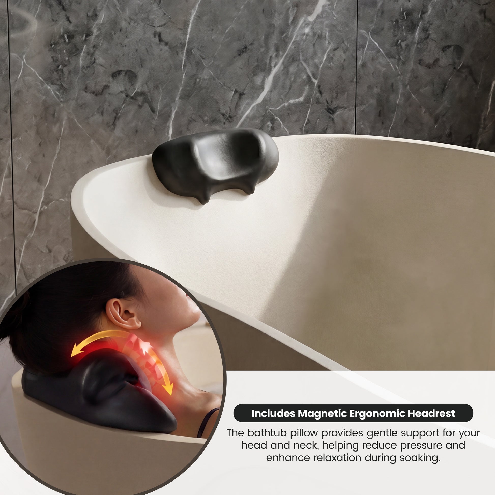 67" Gel Coat Freestanding Soaking Bathtub with Drain & Overflow