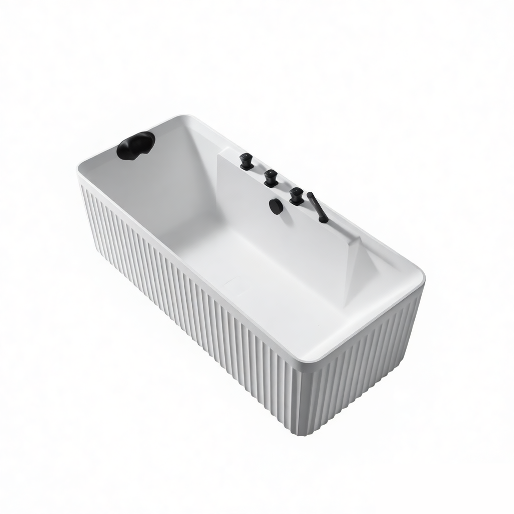 67" Gel Coat Freestanding Soaking Bathtub with Drain & Overflow