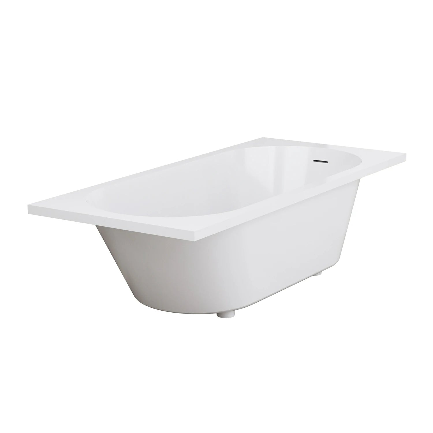 67" Solid Surface Drop-In Soaking Bathtub with Matte White