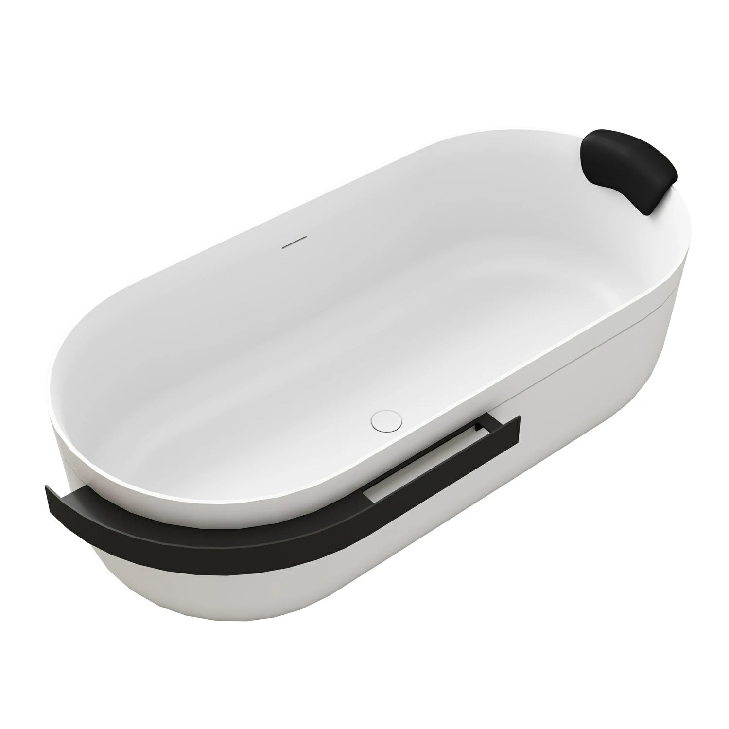 67" Solid Surface Freestanding Bathtub with Storage Shelf