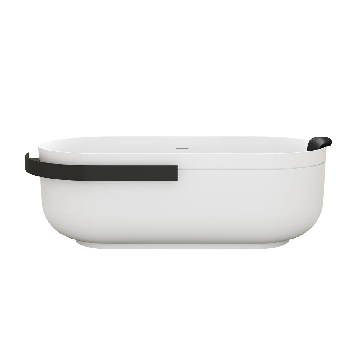 67" Solid Surface Freestanding Bathtub with Storage Shelf