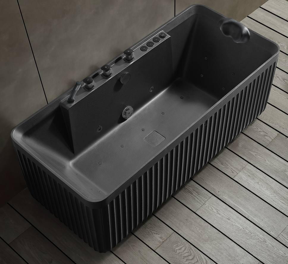 67" Freestanding Whirlpool Bathtub with 12 Water Jets, 10 Air Jets, LED Light & Matte Black/Matte White