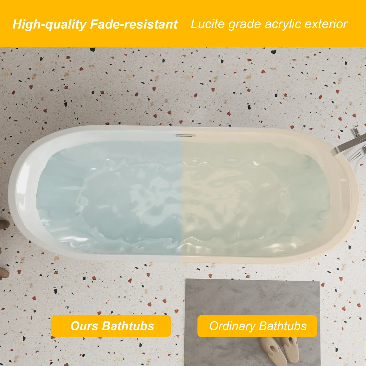 59" Gloss White Diamond-Pattern Exterior Acrylic Freestanding Bathtub with Chrome Overflow and Pop-Up Drain