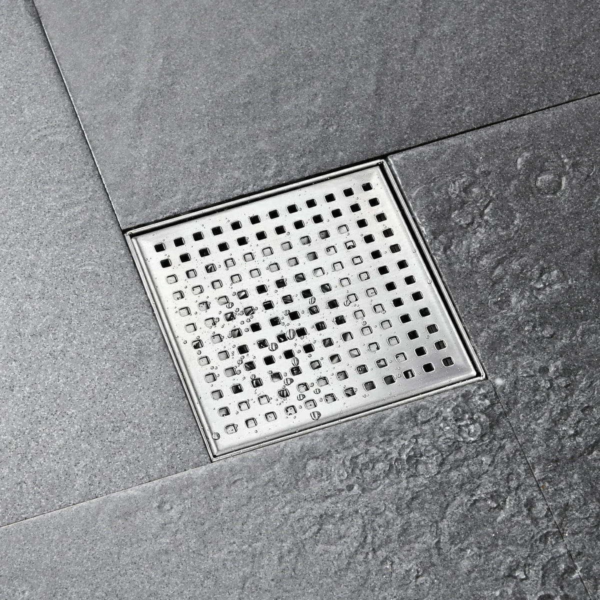 Square 304 Stainless Steel Shower Floor Drain with Removable Grid Grate